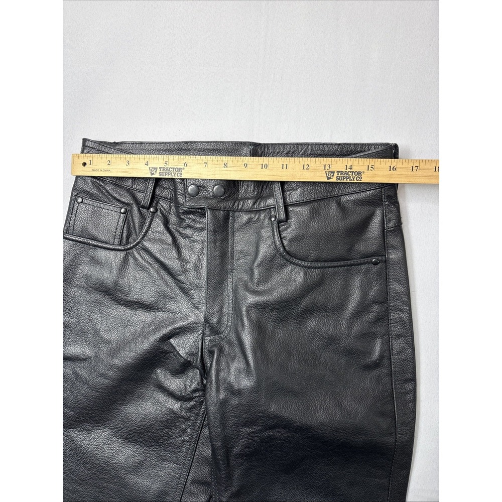 Alpha Cycle Gear Black Leather Motorcycle Pants, Size 32 - Picture 6 of 10